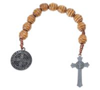 Tmboryuu Rosario tascabile portatile con crocifisso e simbolo Benedetto Perline preghiera unisex Accessori da polso Regalo religioso Medaglie Benedetto Religiose