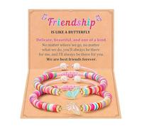 Tmboryuu Set braccialetti per la fiducia della scuola per ragazze con madre e figlia, design coordinato, gioielli in argilla ceramica e carte incoraggiamento