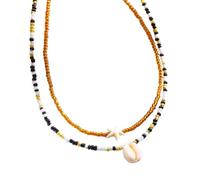 Tmboryuu Set di 2 collane fatte a mano a doppio strato con perline di conchiglia, ideali per gli amanti della natura e festival musicali Goe gioielli unici, Misura unica, come descritto, come