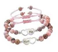 Tmboryuu Set di 2 perline coordinate per madre e figlia, con pietra naturale e dettagli in lega, regalo per la festa della mamma, gioielli significativi per la famiglia, Misura unica, come descritto