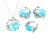 Tmboryuu Set di anelli e gioielli in resina marina, orecchini dell'amicizia, collana con ciondolo a tema spiaggia, regalo per donna e ragazza