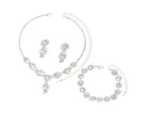 Tmboryuu Set di orecchini e collana con strass e cristalli, adatti per donne, comodi e alla moda, set di gioielli da sposa