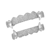 Tmboryuu Vampiri Fangs Costume Denti per Halloween Party Robusto accessorio in rame con opzioni oro argento Vampiri Metallic Denti Gioielli, One Size, come descritto, come descritto