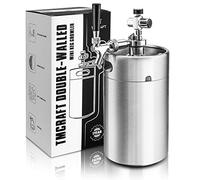 TMCRAFT - Mini dispenser per birra domestica a doppia parete, con rubinetto rimovibile e regolatore per mantenere freschezza e carbonazione per birra artigianale