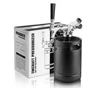 TMCRAFT - Mini Keg Growler da 2 Litri - Sistema di Kit di fusti per Uso Domestico pressurizzato in Acciaio Inossidabile per Mantenere la freschezza e la carbonatazione della Birra (Nero Opaco)