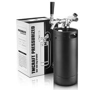 TMCRAFT - Mini Keg Growler da 4 Litri - Sistema di Kit di fusti per Uso Domestico pressurizzato in Acciaio Inossidabile per Mantenere la freschezza e la carbonatazione della Birra (Nero Opaco)