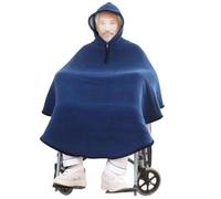 Tmendy Coperta per Sedia a Rotelle con Cappuccio， Mantella Invernale e Foderata in Pile, Coperta Termica Leggera per Anziani e Persone con Mobilità Ridotta, con Chiusura Lampo Blue
