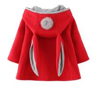 TMEOG Cappotto Giacca con Cappuccio Coniglio Felpa Mantello del Cappotto di Inverno della Pelliccia della Neonata Bambine e Bambino (9-12 Mesi, Rosso)