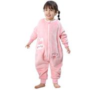 TMEOG Sacco Nanna con Piedini 2 Tog Invernale Pigiama Intero Neonato Pigiamone Pile Bambina Bambino Pagliaccetto Neonato Tutina a Maniche Lunghe Sacco Nanna con Gambe 1-6 Anni(Rosa,100)