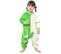 TMEOG Sacco Nanna con Piedini 2 Tog Invernale Pigiama Intero Neonato Pigiamone Pile Bambina Bambino Pagliaccetto Neonato Tutina a Maniche Lunghe Sacco Nanna con Gambe 1-6 Anni(Verde,120)