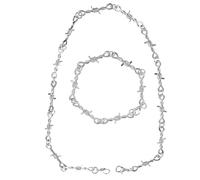 TMEOPR Set Collana e Bracciale in Filo Spinato Punk Gothic, Accessori Versatili per Uomo e Donna, Accessori Hip Hop Rock Y2K Versatili per Uomo e Donna