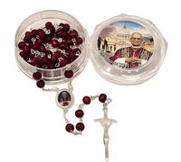 TMFGLERI Rosario in legno profumato con petali di rosa rossa di Papa Leone XIV, primo Papa americano del 2025, rosario cattolico in legno fatto a mano, ideale per fedeli cattolici (1pcs)