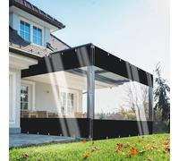 TMGJShd Telone Impermeabili Pannelli Laterali 0,5mm per Esterno, PVC Tende Telone Trasparenti con Occhielli per Tutte Le Stagioni, Esterno Pergola Auto Gazebo Veranda. (Nero/Size: H:0.8m W:0.8m)