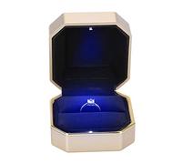 TMISHION Cofanetto per anelli con illuminazione interna a LED, scatola per riporre anelli, porta gioielli, scatola per anelli per domanda di matrimonio, fidanzamento e matrimonio, San Valentino,