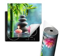 TMK ArtDeko Copertura Tappetino Piano Induzione 60x52 cm Cucina Coprifornelli Protezione per Piano Induzione, Verde fiore