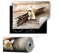 TMK ArtDeko Copertura Tappetino Piano Induzione 80x52 cm Cucina Coprifornelli Protezione per Piano Induzione, Fiore di legno