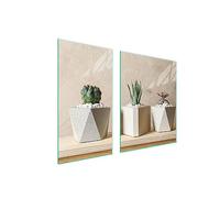 TMK ArtDeko Copri piano cottura induzione 90 x 52 cm copertura per piano cottura in vetroceramica 2 pezzi universale per piastre di cottura paraspruzzi tagliere in vetro temprato, Cactus