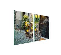 TMK ArtDeko Piastra di copertura per piano cottura in vetroceramica 45 x 52 cm 2 pezzi induzione universale per piani cottura protezione antispruzzo tagliere in vetro temperato, Bicicletta