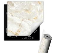 TMK ArtDeko Protezione Piano Cottura Tappetino per Induzione 50x52 cm Cucina Proteggi Coprifornello Antiscivolo - Marmo bianco