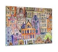 TMK - Copri piano cottura induzione 60x52 cm copertura per piano cottura in vetroceramica 1 pezzi universale per piastre di cottura paraspruzzi tagliere in vetro temprato come decorazione, citta