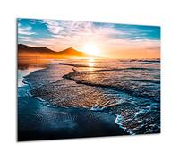 TMK - Copri piano cottura induzione 60x52 cm copertura per piano cottura in vetroceramica 1 pezzi universale per piastre di cottura paraspruzzi tagliere in vetro temprato come decorazione, mare