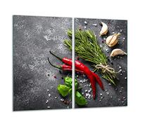 TMK - Piastra di copertura per piano cottura in vetroceramica 2 x 30 x 52 cm induzione universale per piani cottura protezione antispruzzo tagliere in vetro temperato, spezie cucina ardesia