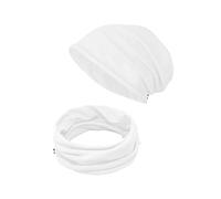 TMK Set di Cappello e Scaldacollo per Bambini e Ragazzi Adolescenti Sciarpa e Berretto 100% Cotone da 4 anni fino a 18 anni cod.1215 (Bianco, 1 Set Per Adolescenti)