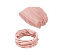 TMK Set di Cappello e Scaldacollo per Bambini e Ragazzi Adolescenti Sciarpa e Berretto 100% Cotone da 4 anni fino a 18 anni cod.1215 (Rosa, 1 Set Per Adolescenti)