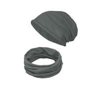 TMK Set di Cappello e Scaldacollo per Bambini e Ragazzi Adolescenti Sciarpa e Berretto 100% Cotone da 4 anni fino a 18 anni cod.1215 (Grigio Scuro, 1 Set Per Adolescenti)