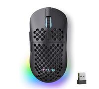 TMKB M1 Mouse Wireless Gaming,Mouse Tre Modalità 2.4 G/USB-C/Bluetooth Fino 24000 DPI,Retroilluminazione RGB,Mouse Ergonomico con 6 Pulsanti Programmabili,Ultra Leggero per Win/Mac-Nero