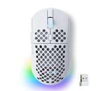 TMKB M1 Mouse Wireless Gaming,Mouse Tre Modalità 2.4 G/USB-C/Bluetooth Fino 24000 DPI,Retroilluminazione RGB,Mouse Ergonomico con 6 Pulsanti Programmabili,Ultra Leggero per Win/Mac-Bianco
