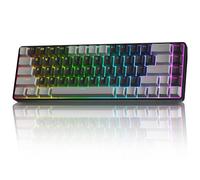 TMKB T68 Tastiera Meccanica da Gaming Wireless Tri-Mode (Bluetooth 5.0/2.4G/USB-C), Layout 60% con 68 Tasti Retroilluminazione RGB (QWERTY), Switch Rosso - Grigio/Nero