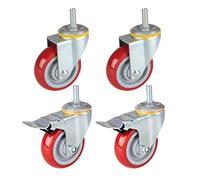TMKDNNKG Ruote girevoli in Poliuretano con Vite M12, Ruote universali da 3", 4", 5", Ruote per mobili, Portata 360 kg, Ruote per carichi Pesanti con Freni, rulli per Trasporto carrelli industriali, 4
