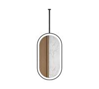 TMKDNNKG Specchio da Bagno Girevole Ovale da soffitto con Luce LED (Nero, 50x90 cm)