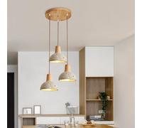 TMKOO Wabi Sabi Lustro A 3 Luci in Legno Rustico A Sospensione Vintage Industriale Mid-Century Lustro A Gruppo A Cupola per Tavolo da Pranzo Cucina Camera da Letto Scala Casa Campagnola(Round)