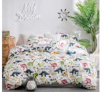 TMMDH Copripiumino Matrimoniale 220x240 cm Dinosauro Set di Biancheria da Letto con Chiusura Lampo Morbido Traspirante Set Copripiumino in Microfibra + 2 Federe 50x75 cm
