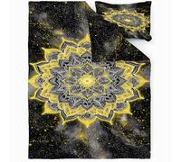 TMMDH Copripiumino Matrimoniale 260x220 cm Mandalo Fluorescente Set di Biancheria da Letto con Chiusura Lampo Morbido Antiallergico Set Copripiumino in Microfibra + 2 Federe 50x75 cm