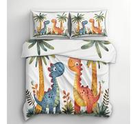 TMMDH Copripiumino una Piazza e Mezza 200x200 cm Dinosauro Carino Set di Biancheria da Letto con Chiusura Lampo Morbido Traspirante Set Copripiumino in Microfibra + 2 Federe 50x75 cm