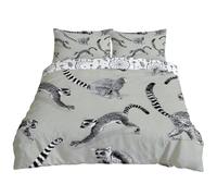 TMMDH Copripiumino una Piazza e Mezza 200x200 cm Lemure dalla Coda Ad Anelli Set di Biancheria da Letto con Chiusura Lampo Morbido Traspirante Set Copripiumino in Microfibra + 2 Federe 50x75 cm