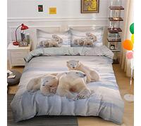 TMMDH Copripiumino Una Piazza e Mezza 200x200 Orso Polare Biancheria da Letto in Microfibra con 2 Federe 50x80cm Adatto Per Adulti E Bambini - Morbido Confortevole