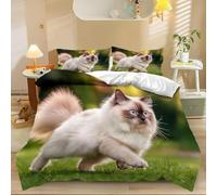 TMMDH Gattini Set Copripiumino Matrimoniale Prato Parure Copri Piumino in Microfibra 3 Pezzi con 1 Copripiumino 240x220 cm + 2 Federe 50x80 cm