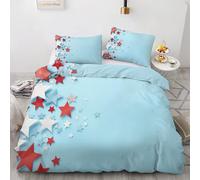 TMMDH Stella A Cinque Punte Set Copripiumino Matrimoniale Fresco E Semplice Parure Copri Piumino in Microfibra 3 Pezzi con 1 Copripiumino 240x220 cm + 2 Federe 50x80 cm