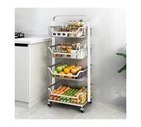 TMMLIJIPL Scaffale da cucina a 4 livelli dal pavimento al soffitto con ruota in acciaio inossidabile 304 per frutta e verdura carrello mobile cestino per verdure mensole da cucina (colore: 1) (ottone)