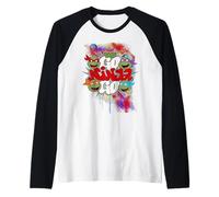 TMNT Classic Retro Megamix Go Ninja Turtles Graff Urban Art Maglia con Maniche Raglan