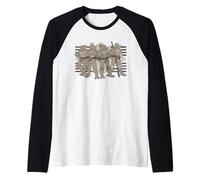 TMNT Classic Retro Megamix Posa Ninja Turtles Stance Vintage Maglia con Maniche Raglan