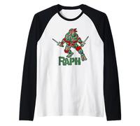 TMNT Classic Retro Megamix Shadow Ninja Turtles Raph Urban Maglia con Maniche Raglan