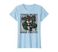 TMNT Comic Book Jump Raphael Retro Comic Book Maglietta, Donna, Celeste, L