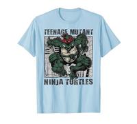 TMNT Comic Book Jump Raphael Retro Comic Book Maglietta, Uomo, Celeste, L