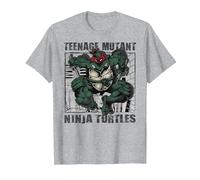 TMNT Comic Book Jump Raphael Retro Comic Book Maglietta, Uomo, Grigio Melange, L