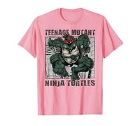 TMNT Comic Book Jump Raphael Retro Comic Book Maglietta, Uomo, Rosa, L